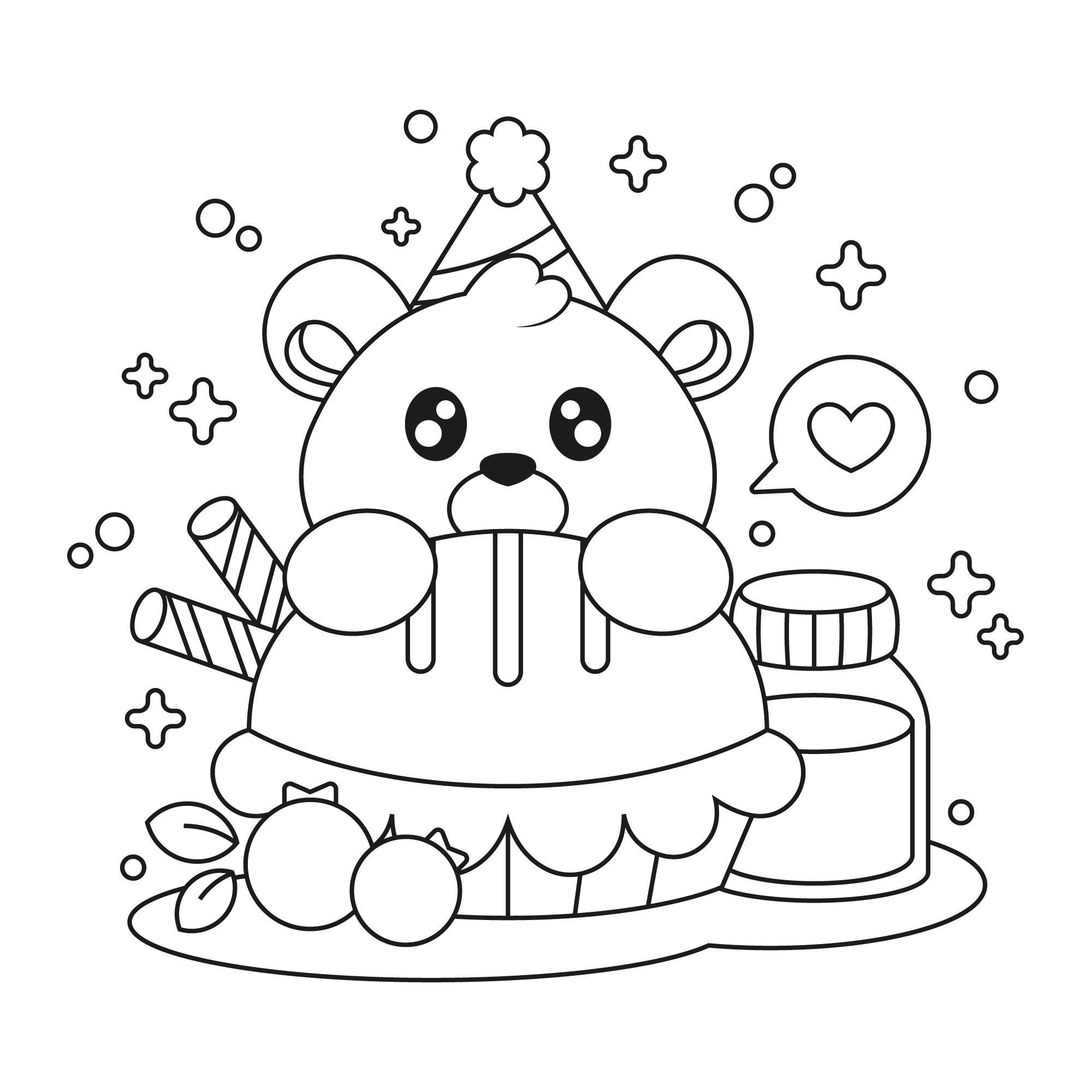 Desenho de Aniversario para colorir e imprimir: número 2