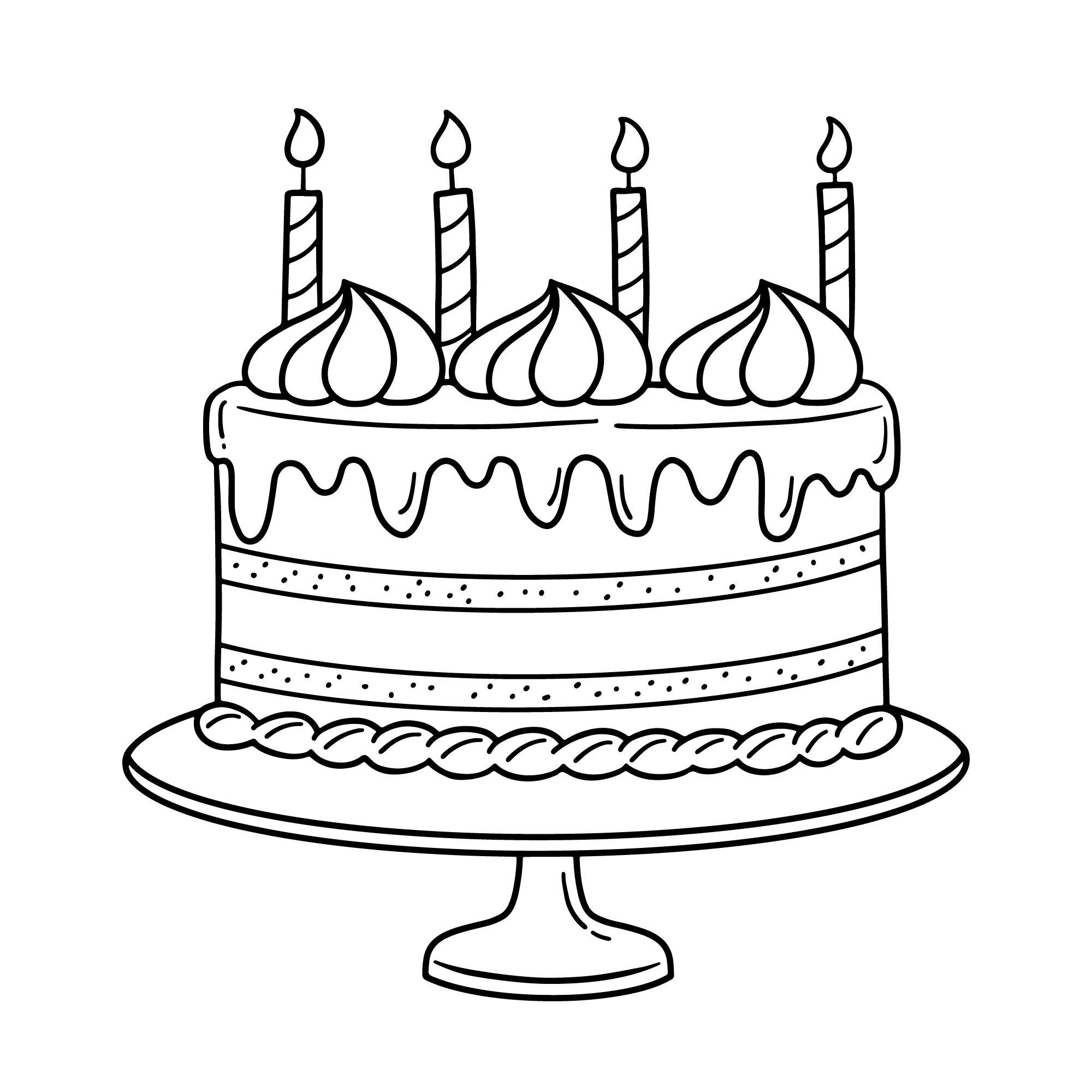 Desenho de Aniversario para colorir e imprimir: número 4