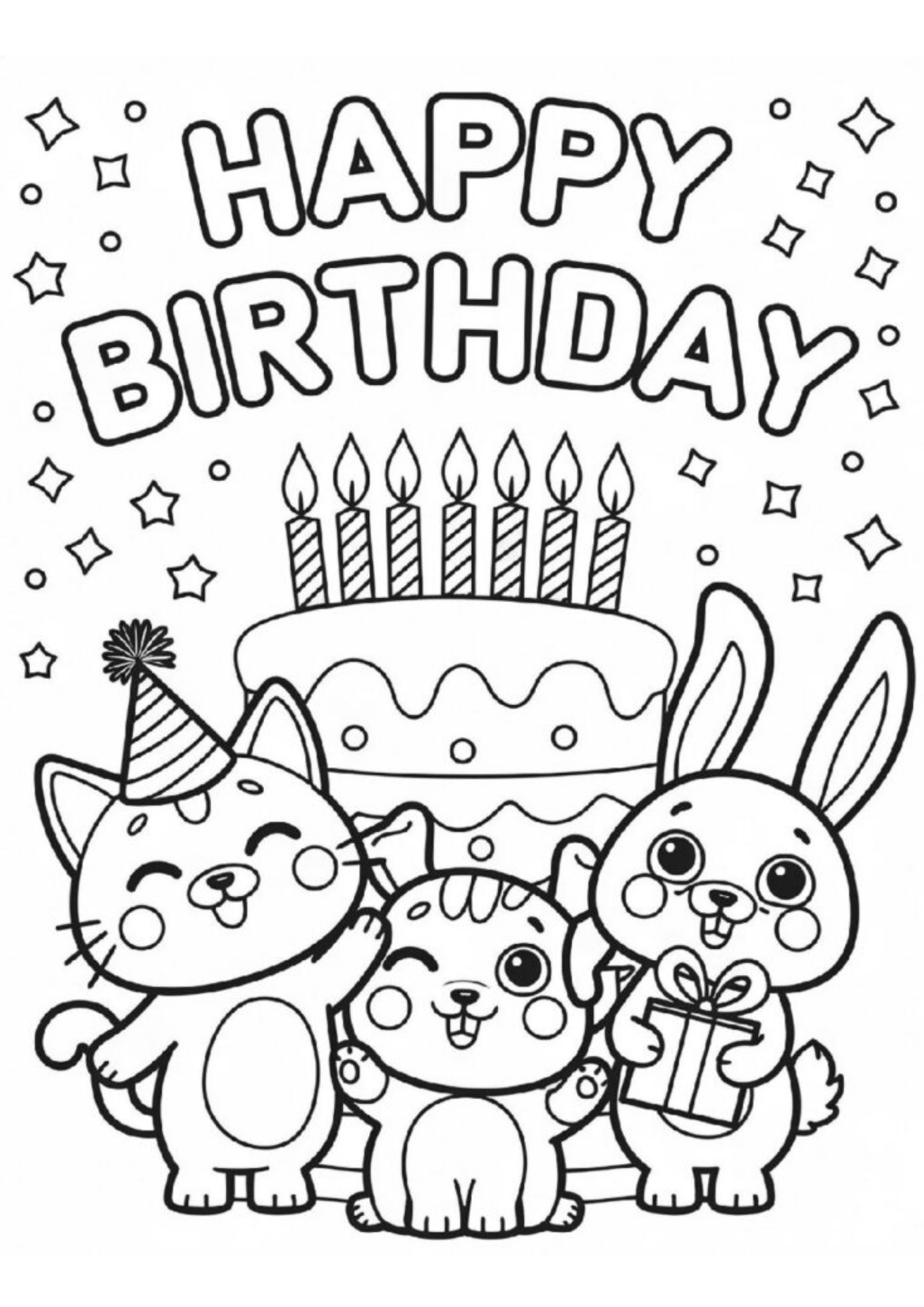 Desenho de Aniversario para colorir e imprimir: número 7