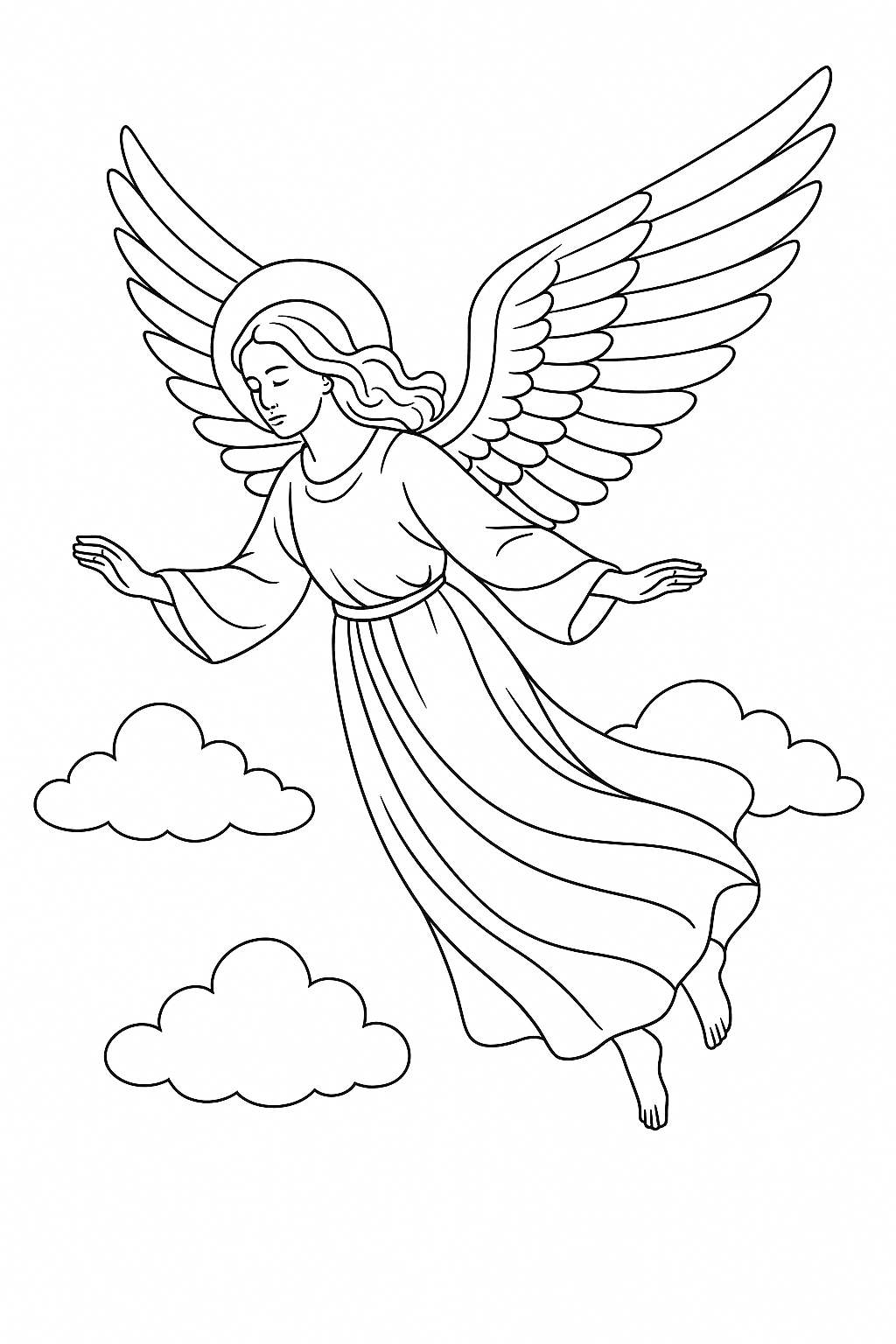 Desenho de Anjos para colorir e imprimir: número 1