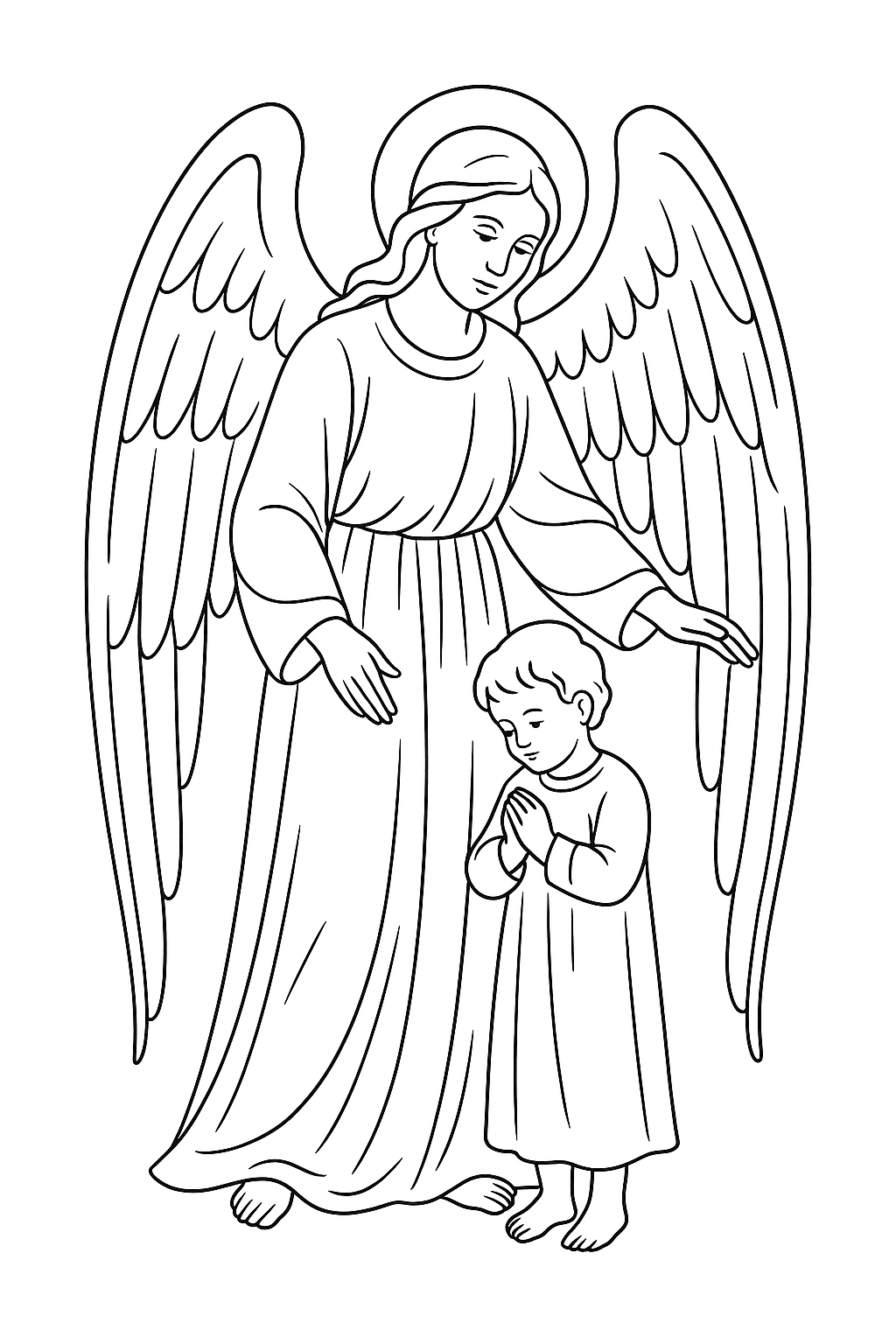 Desenho de Anjos para colorir e imprimir: número 2