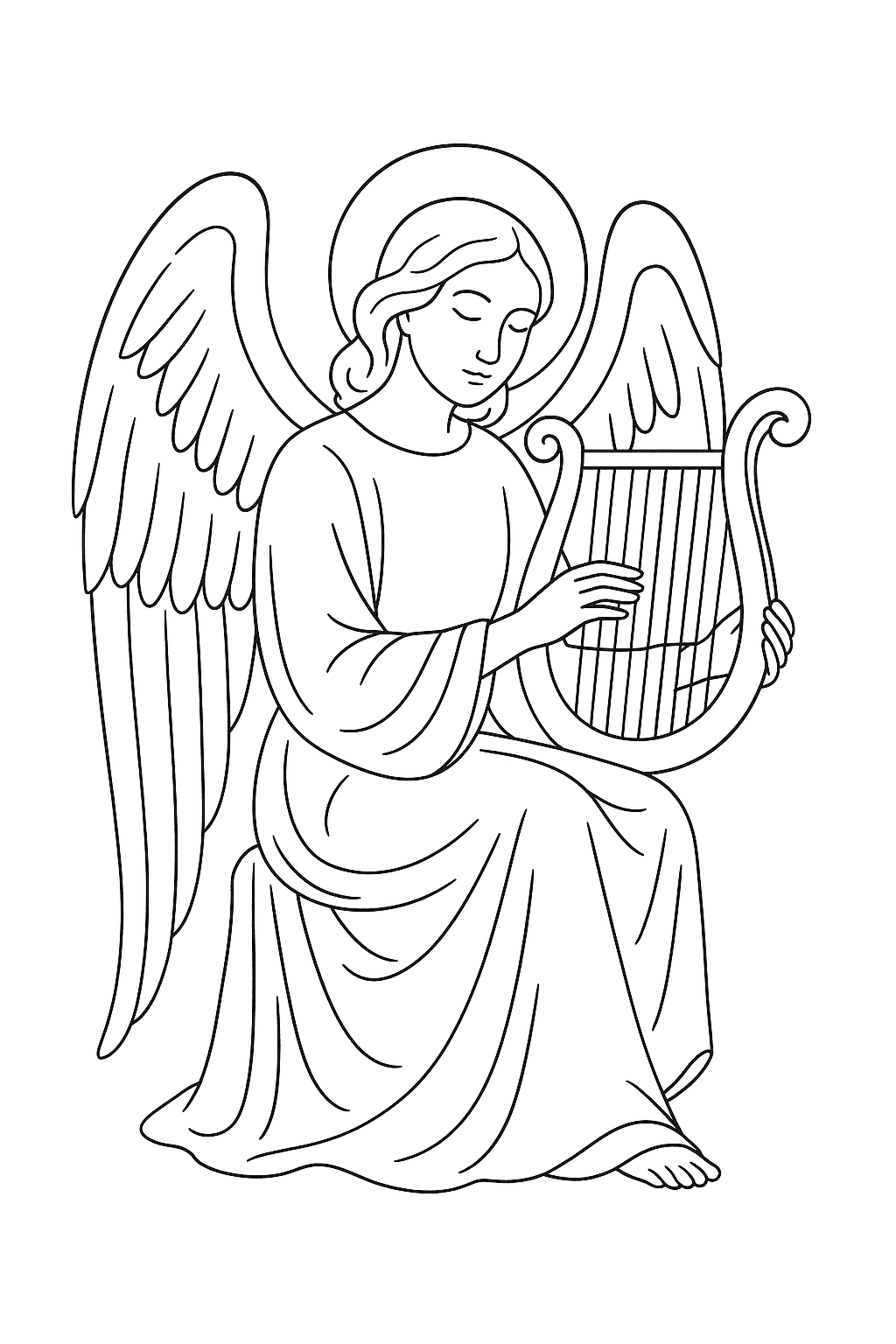 Desenho de Anjos para colorir e imprimir: número 3