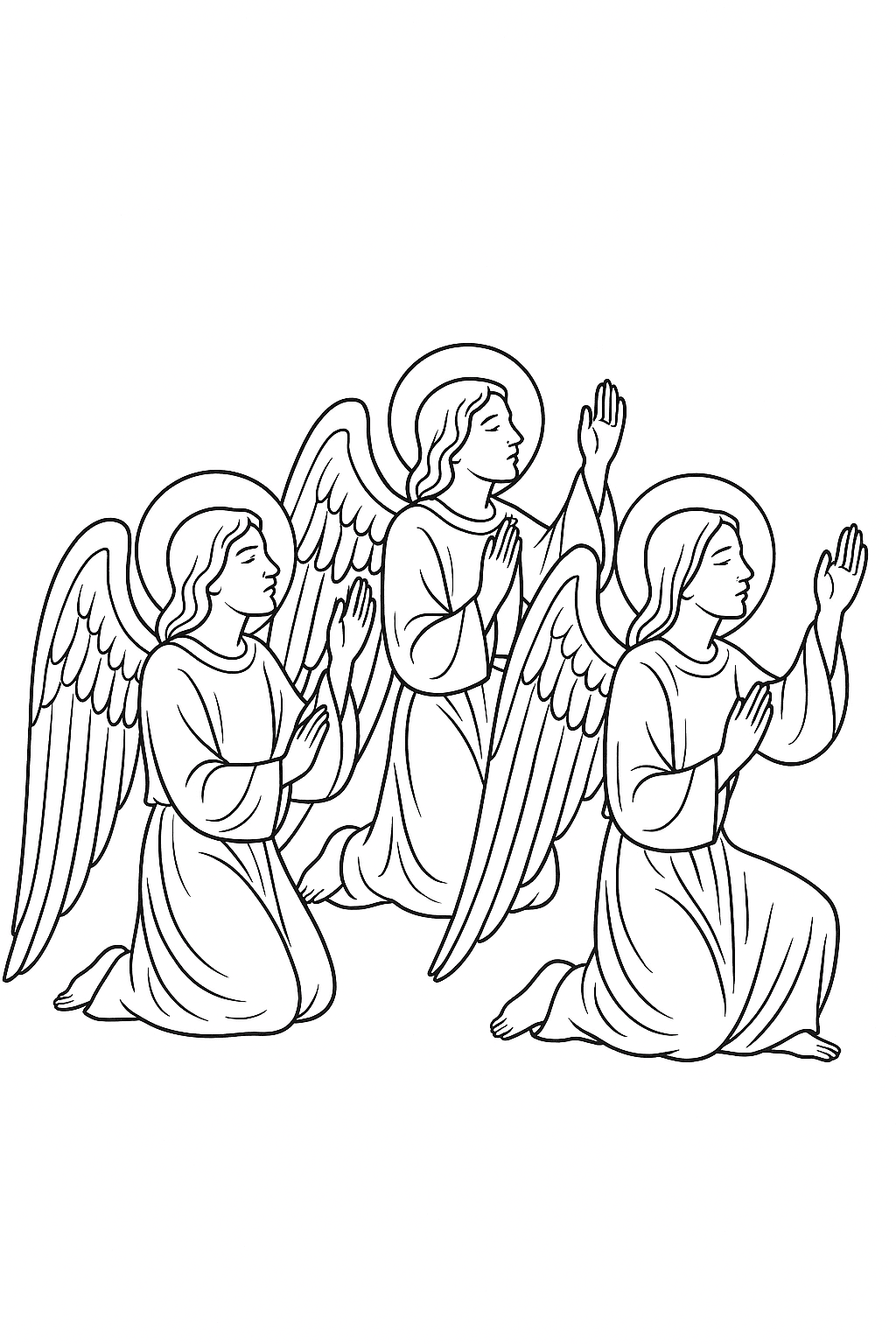 Desenho de Anjos para colorir e imprimir: número 5