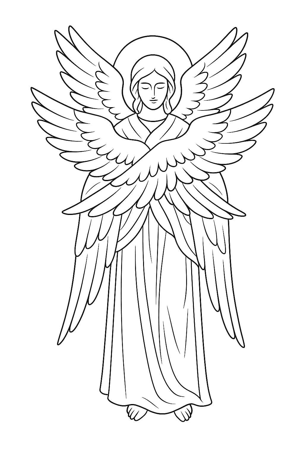 Desenho de Anjos para colorir e imprimir: número 7