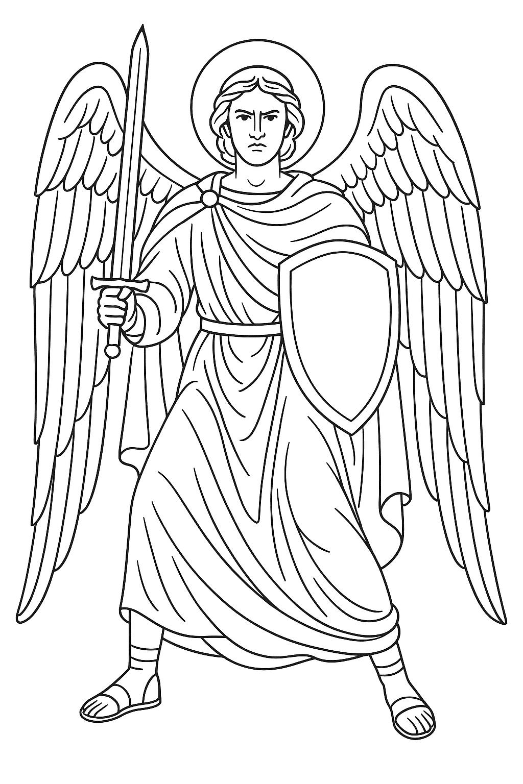 Desenho de Anjos para colorir e imprimir: número 9