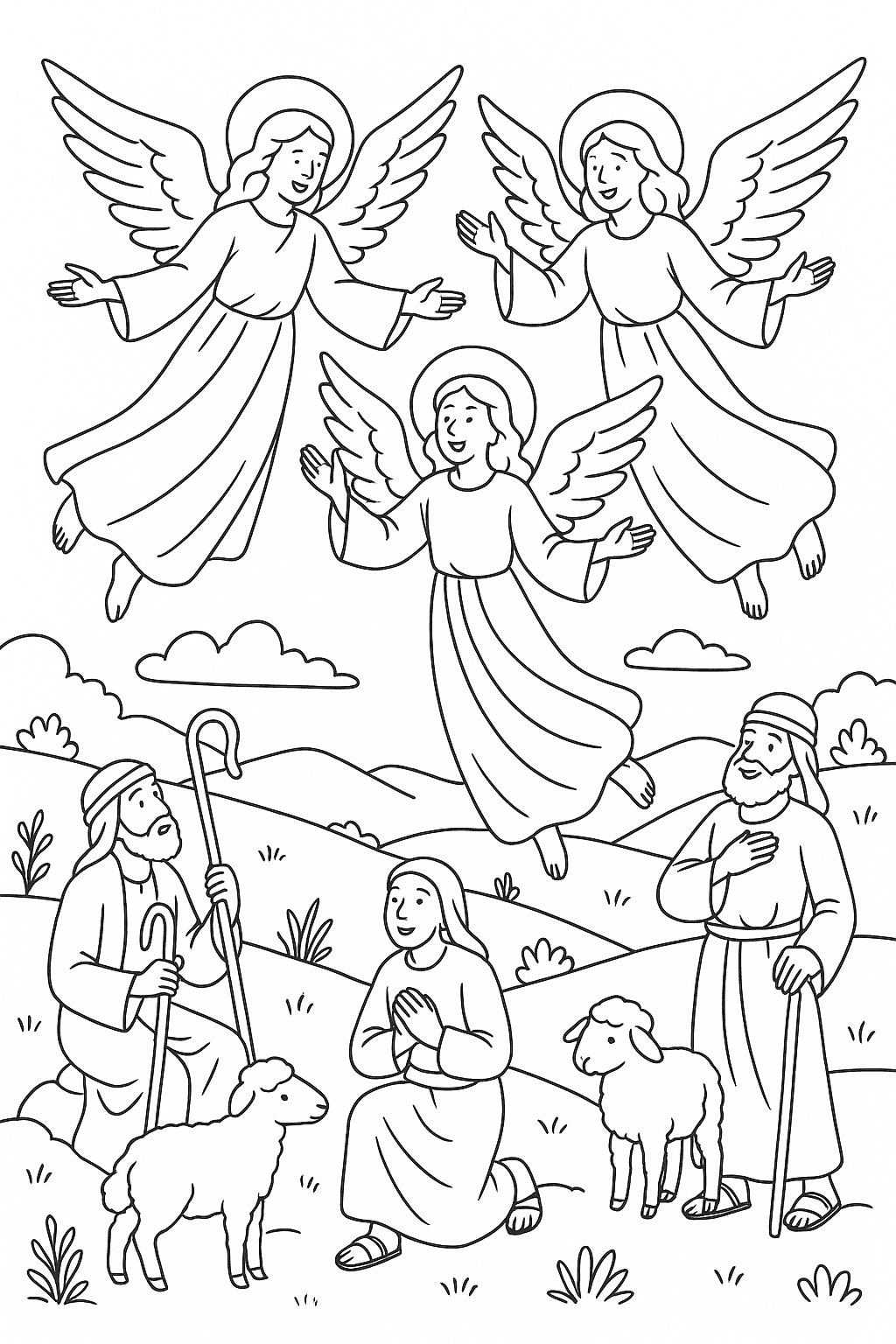 Desenho de Anjos para colorir e imprimir: número 10
