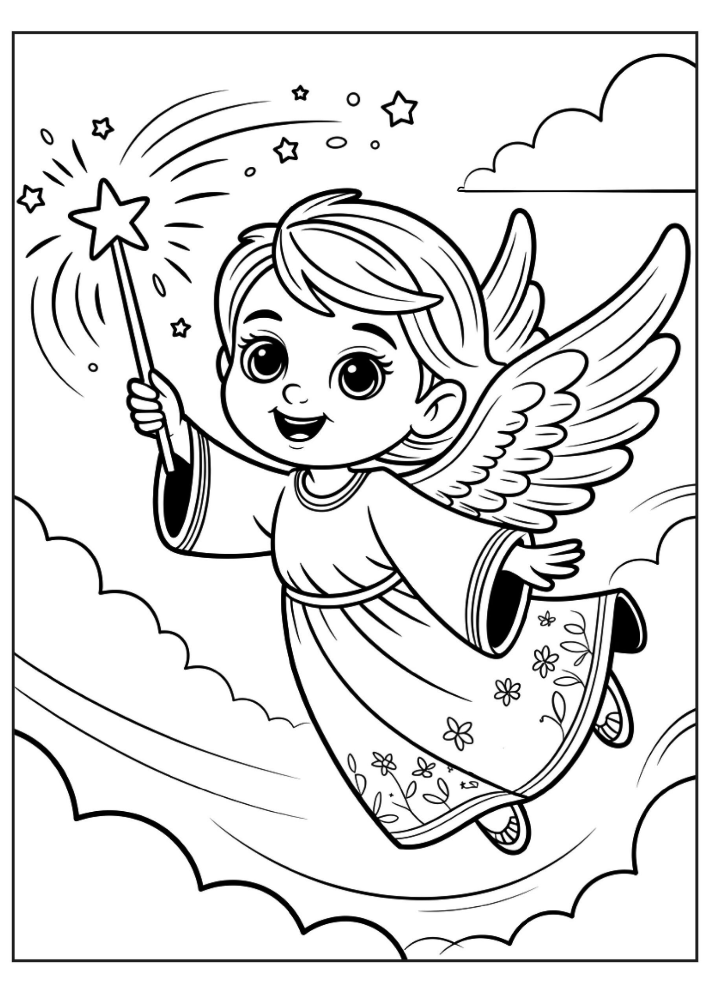 Desenho de Anjos para colorir e imprimir: número 15