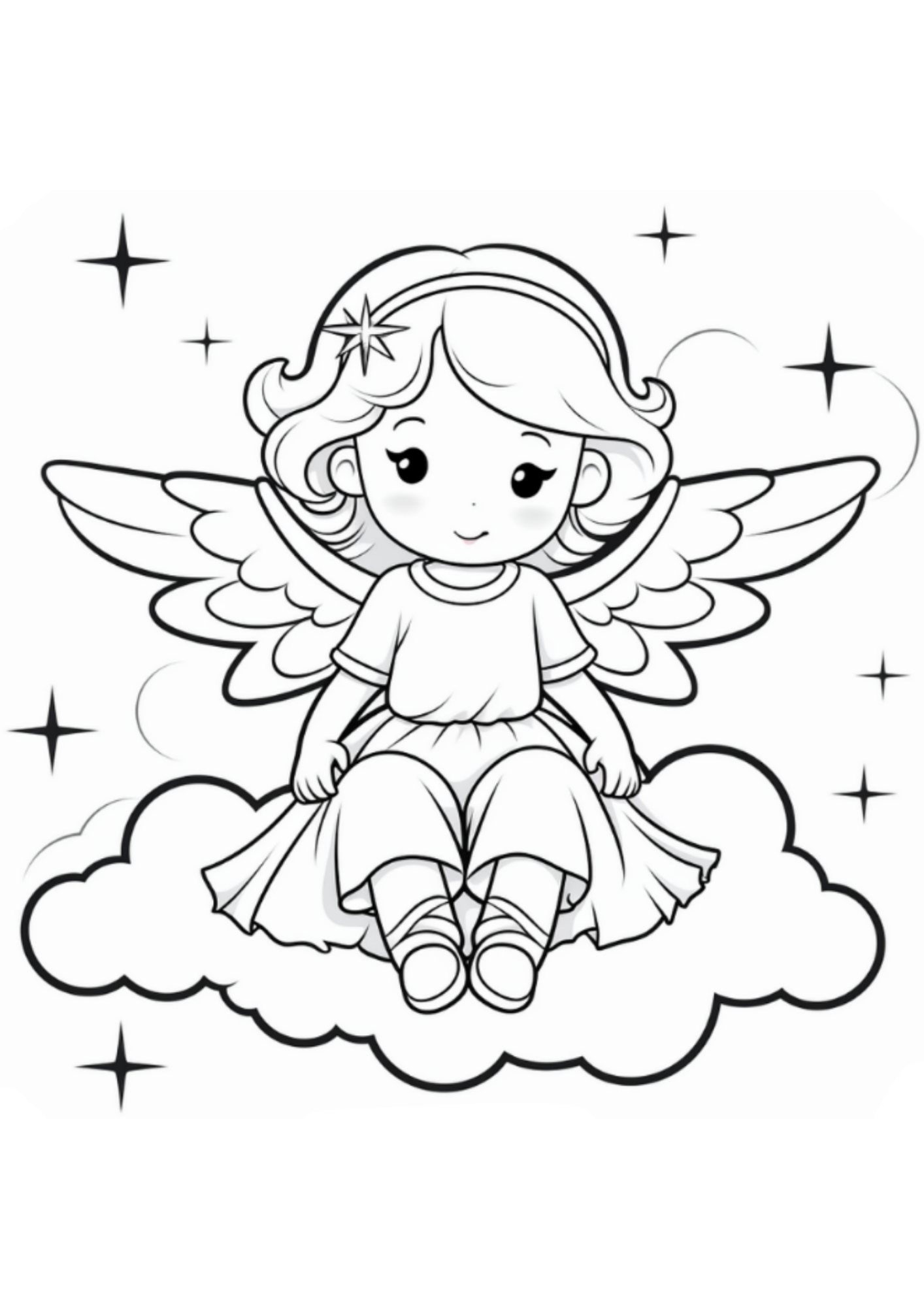 Desenho de Anjos para colorir e imprimir: número 16