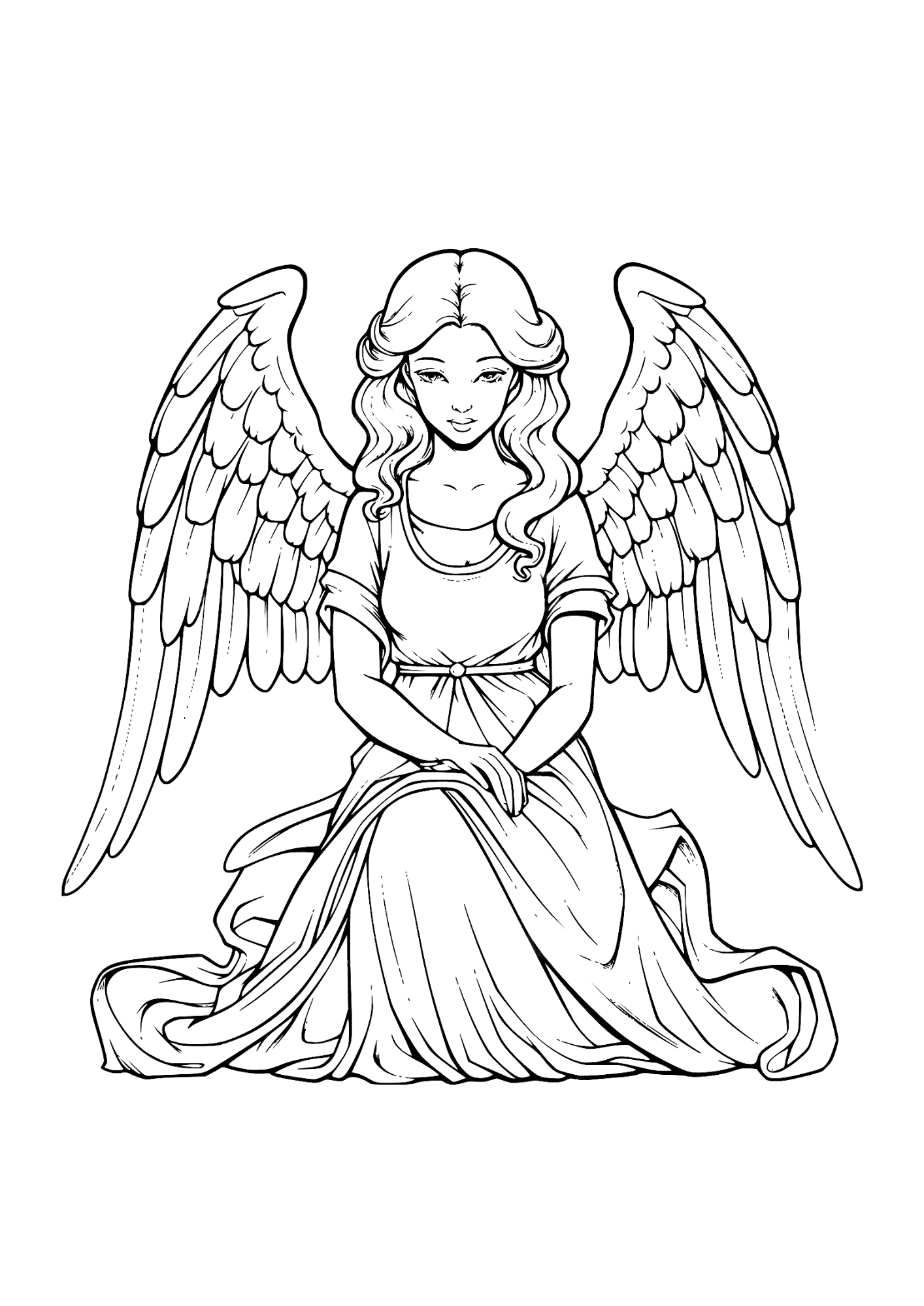 Desenho de Anjos para colorir e imprimir: número 17
