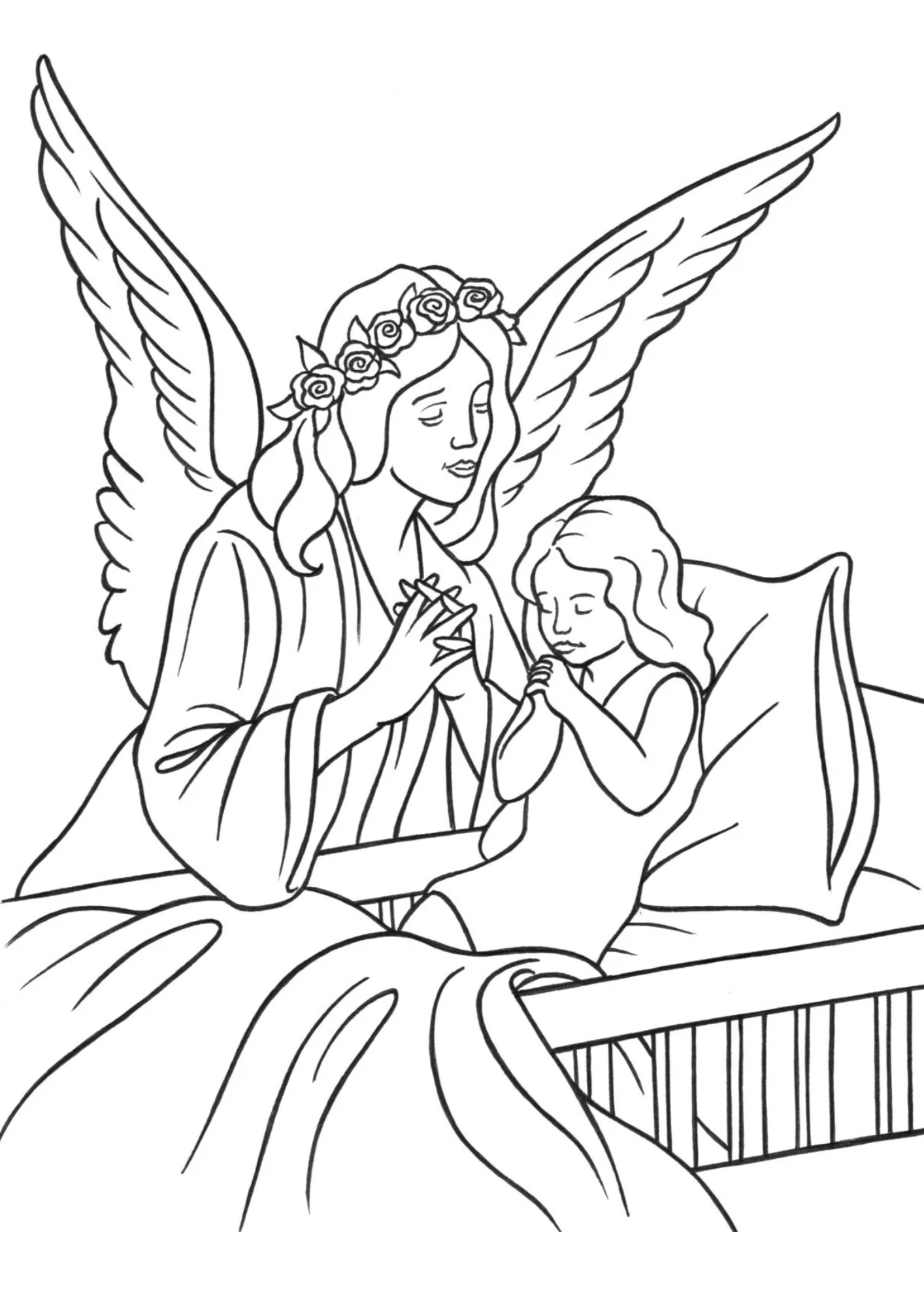 Desenho de Anjos para colorir e imprimir: número 18