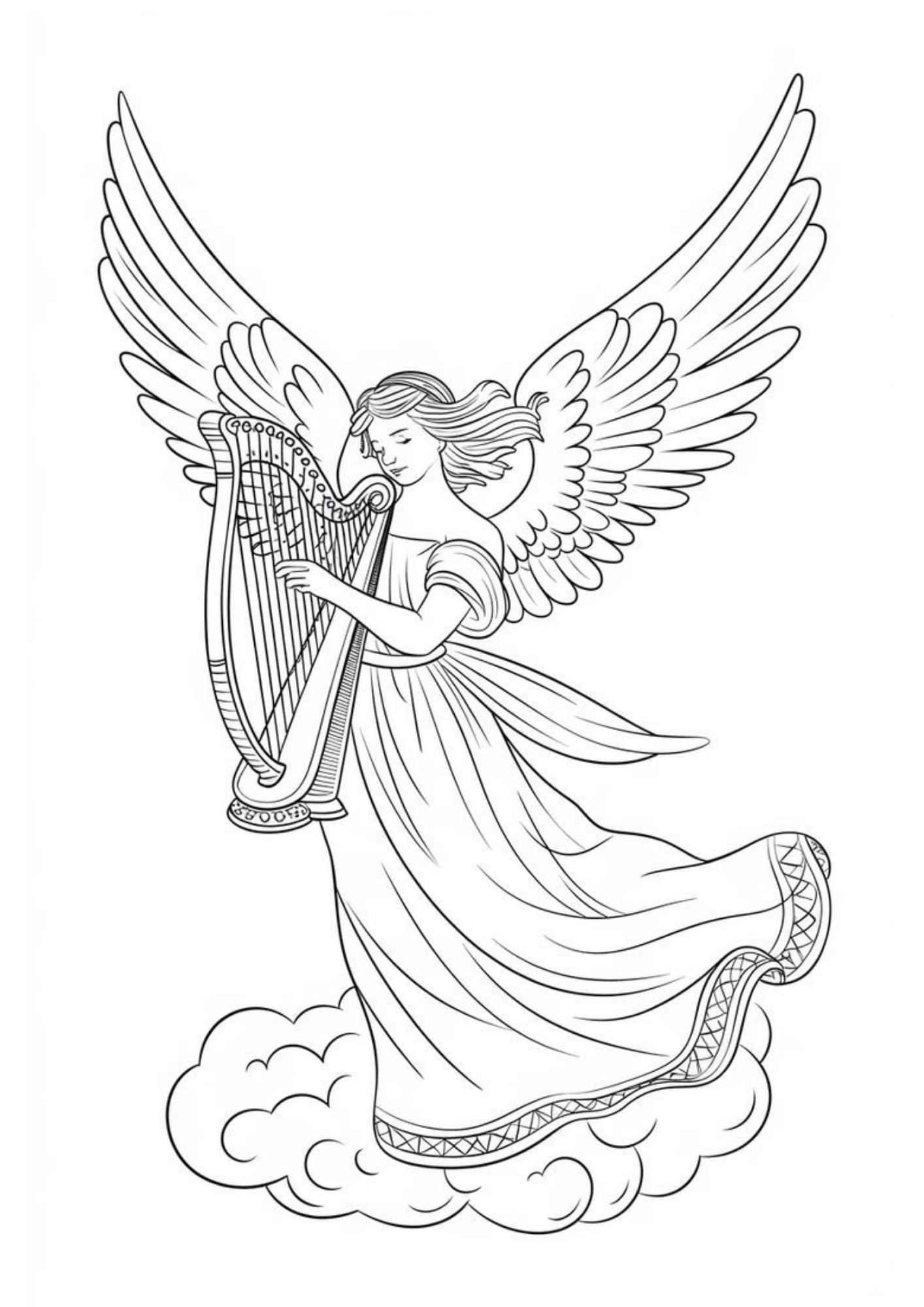 Desenho de Anjos para colorir e imprimir: número 21