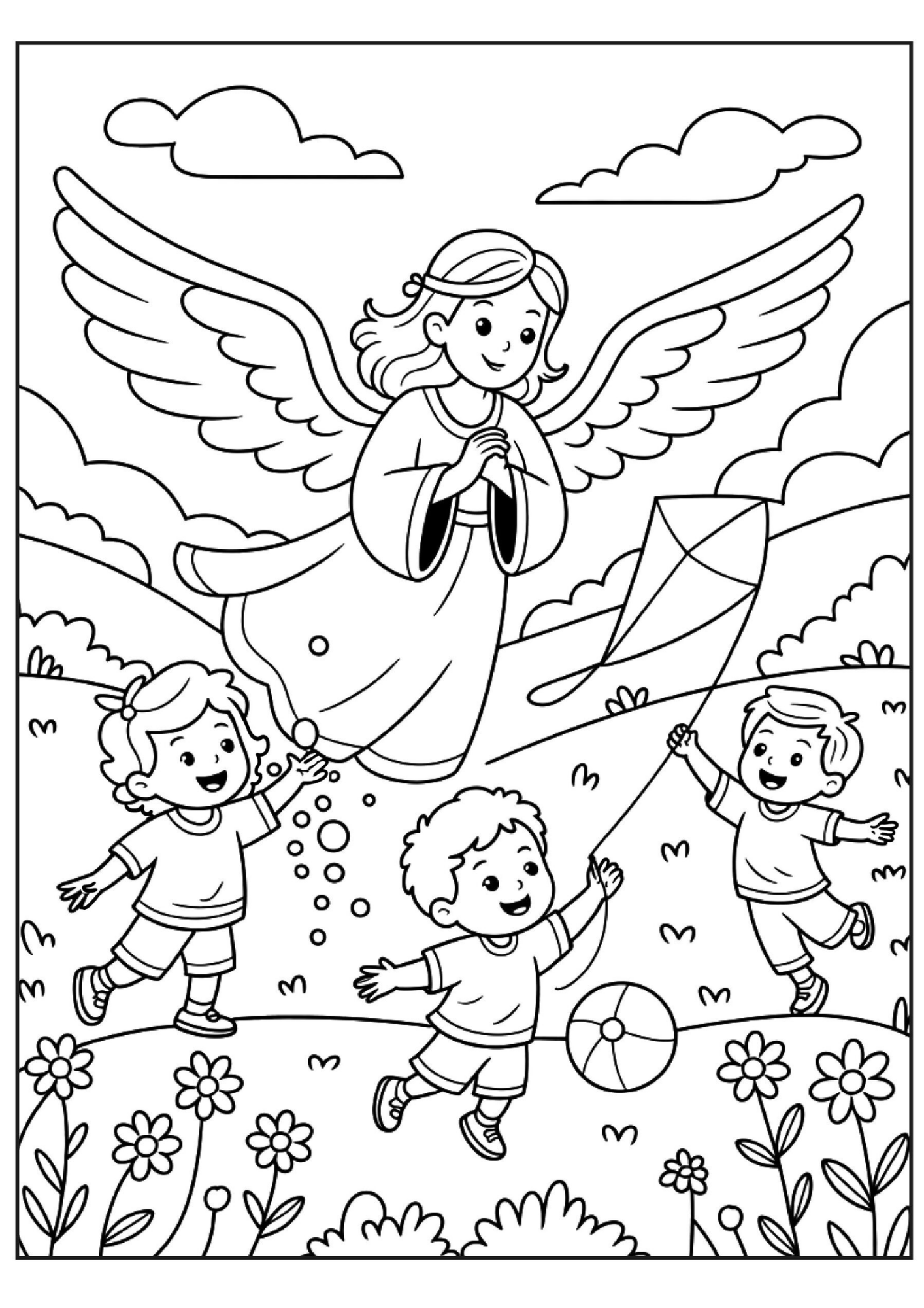 Desenho de Anjos para colorir e imprimir: número 23