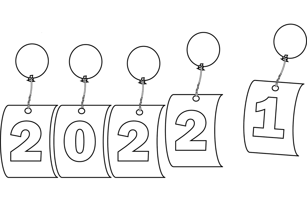 Desenho de Ano Novo para colorir e imprimir: número 5