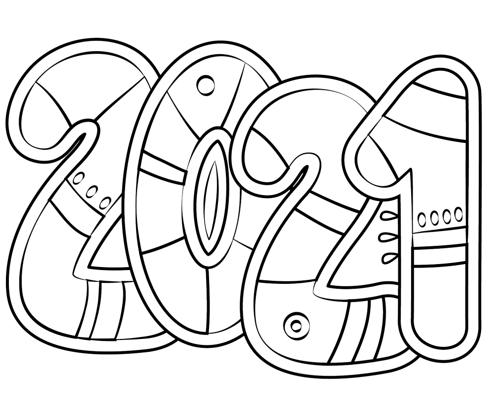 Desenho de Ano Novo para colorir e imprimir: número 6
