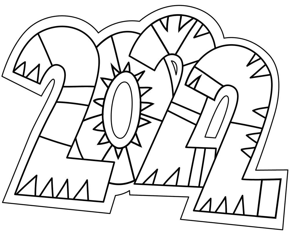 Desenho de Ano Novo para colorir e imprimir: número 12