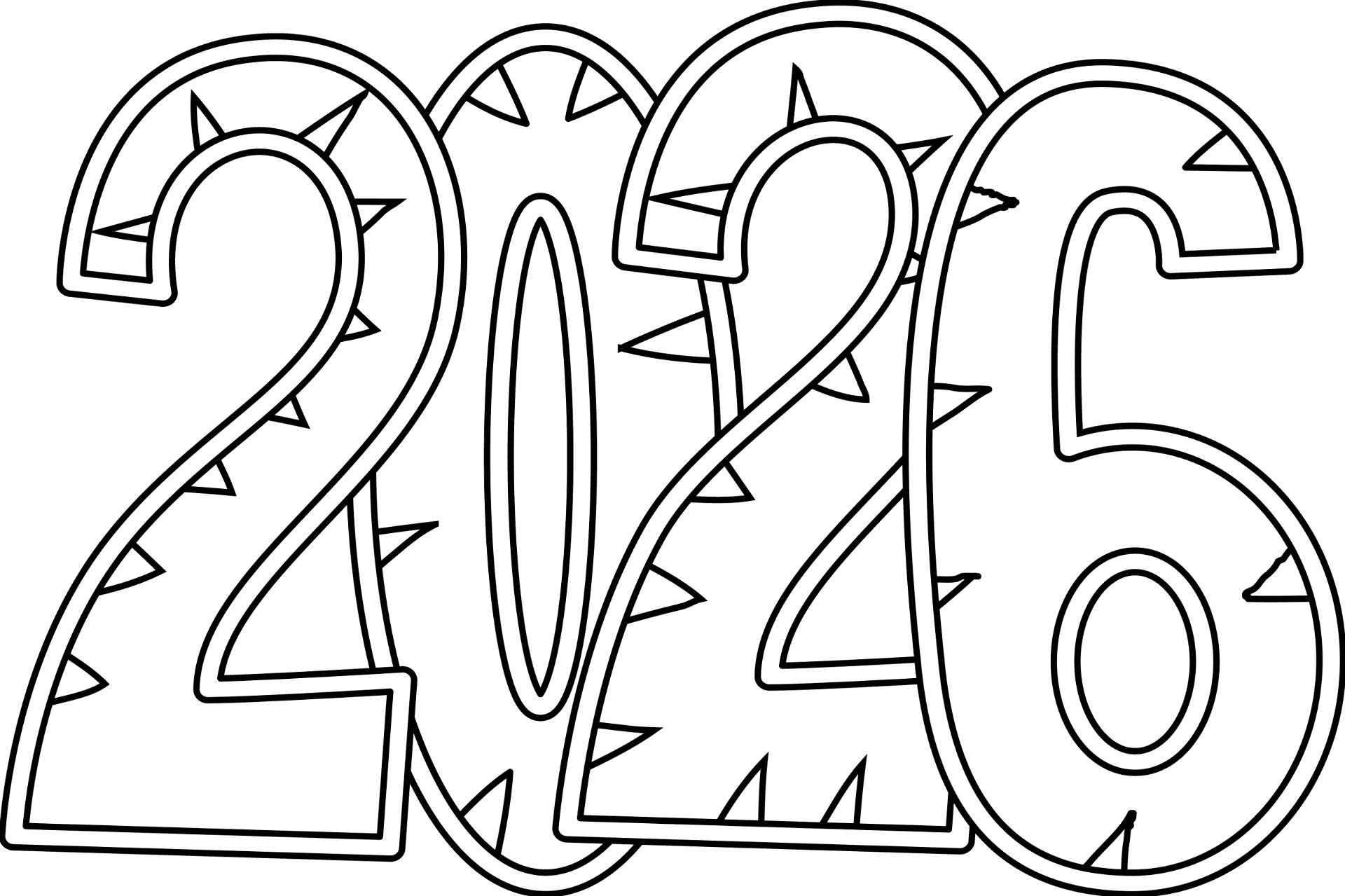 Desenho de Ano Novo para colorir e imprimir: número 14