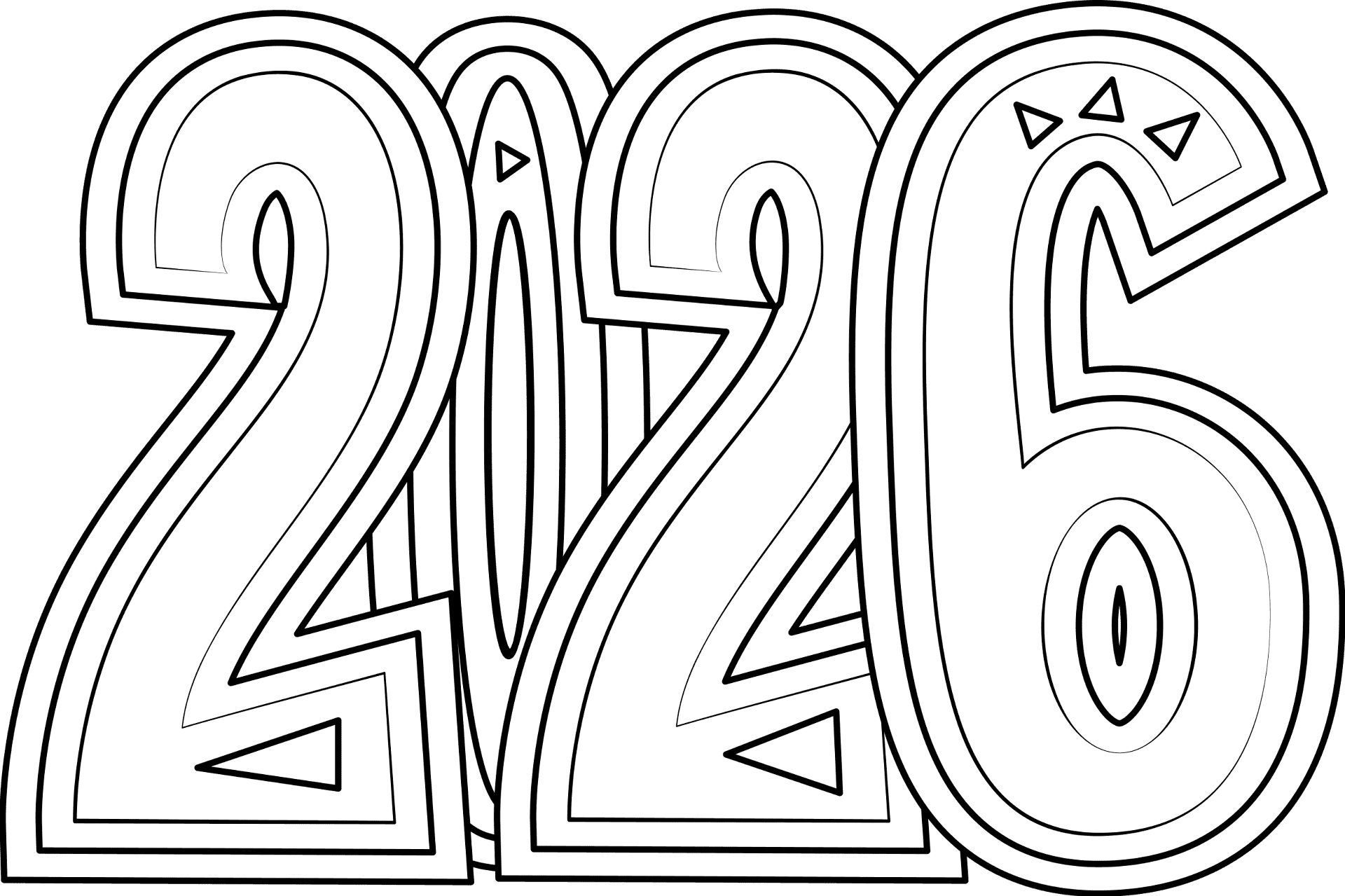 Desenho de Ano Novo para colorir e imprimir: número 15