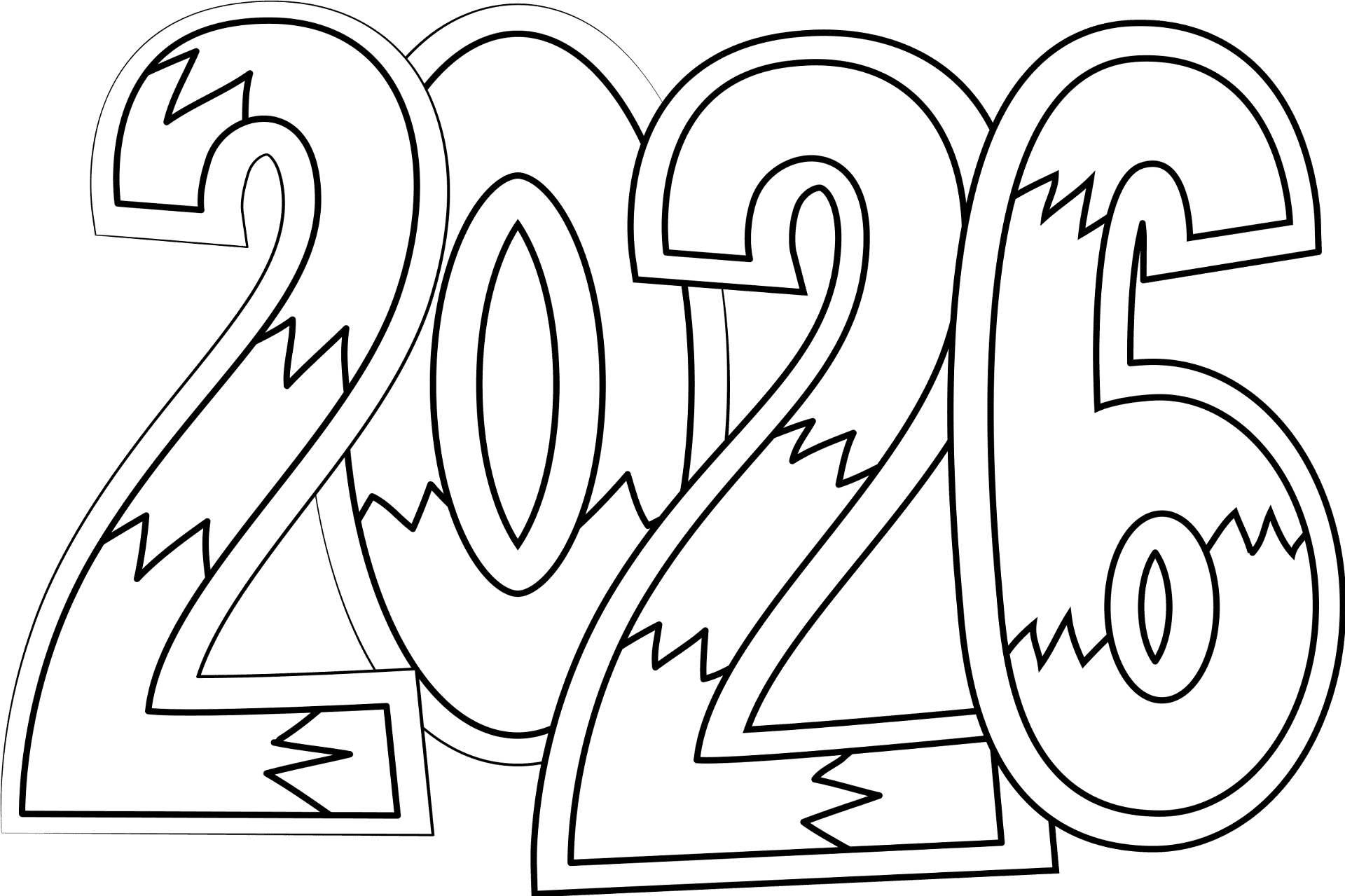 Desenho de Ano Novo para colorir e imprimir: número 16