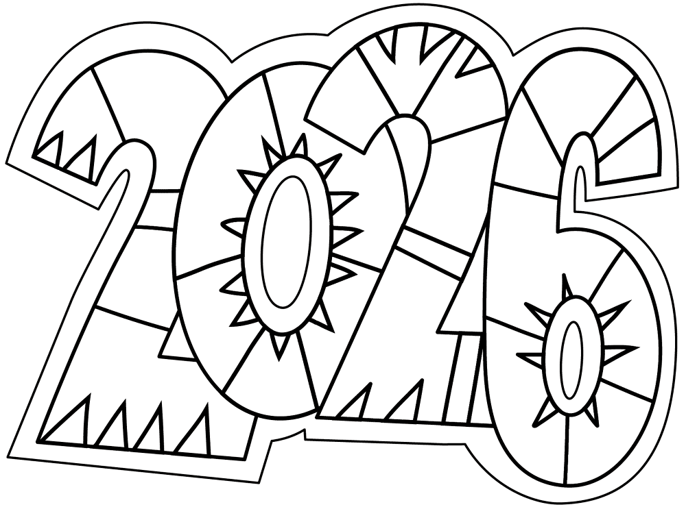 Desenho de Ano Novo para colorir e imprimir: número 17