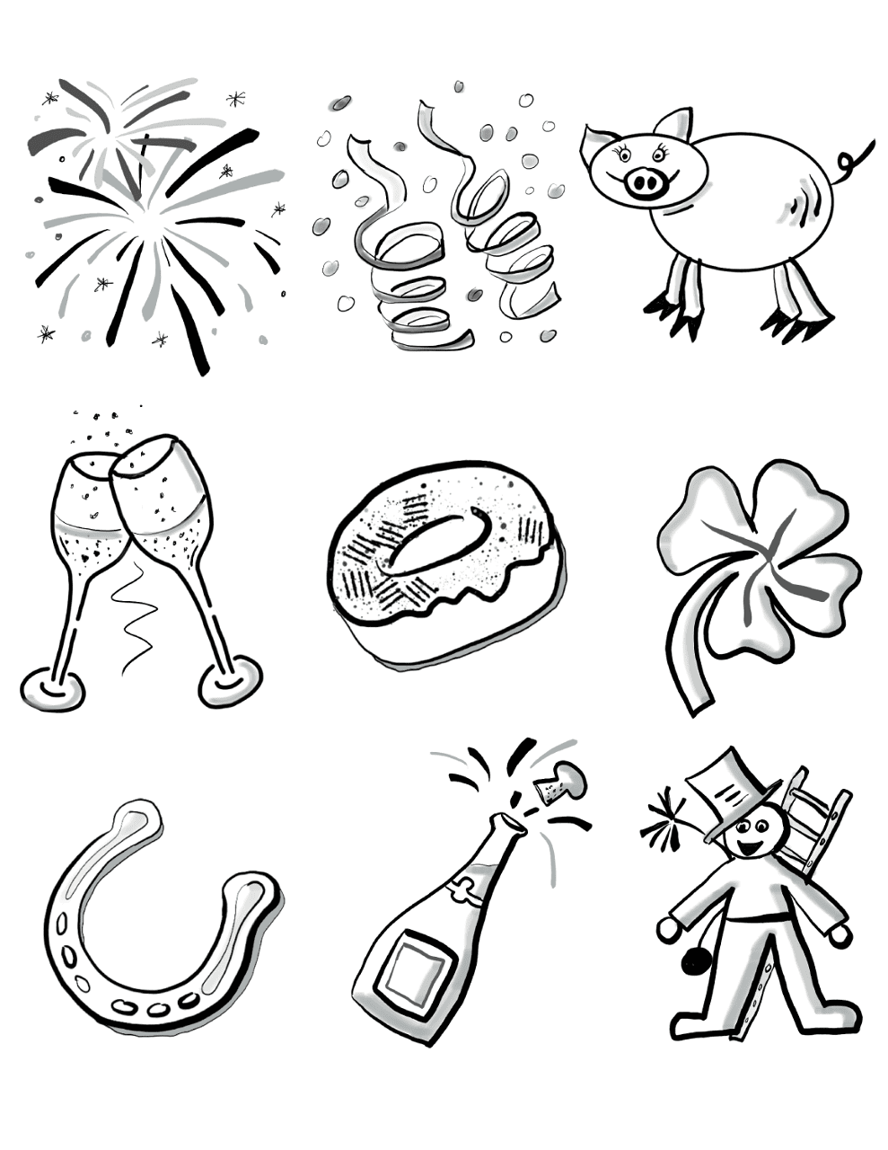 Desenho de Ano Novo para colorir e imprimir: número 38