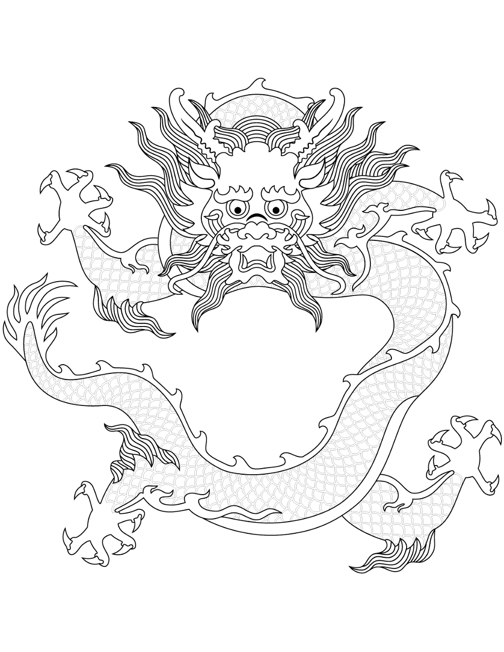 Desenho de Ano Novo Chinês para colorir e imprimir: número 10