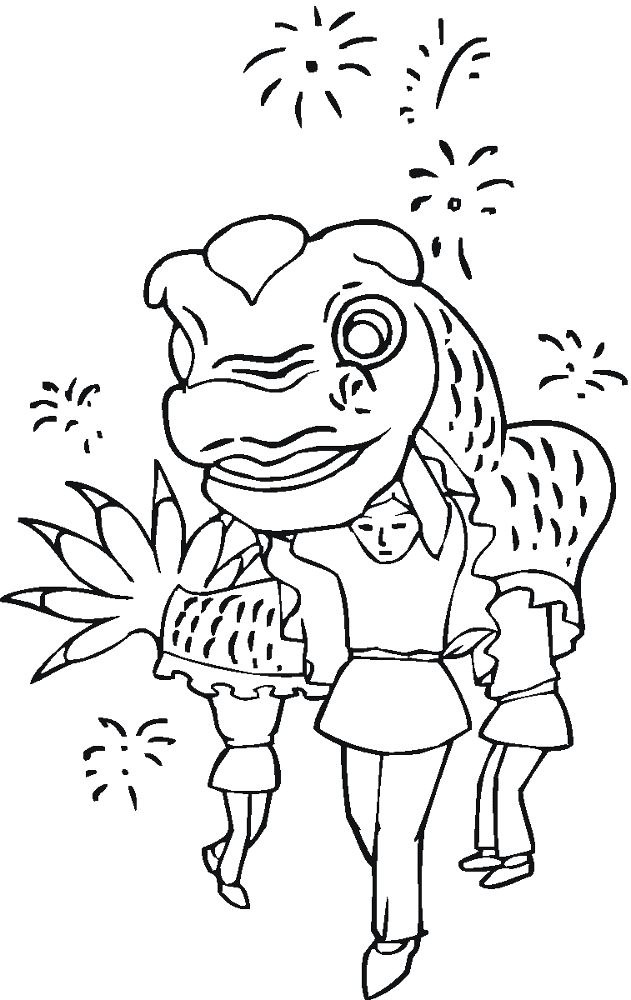 Desenho de Ano Novo Chinês para colorir e imprimir: número 46