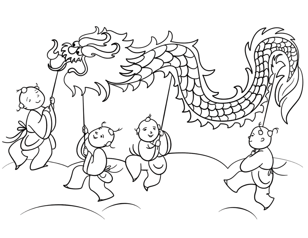 Desenho de Ano Novo Chinês para colorir