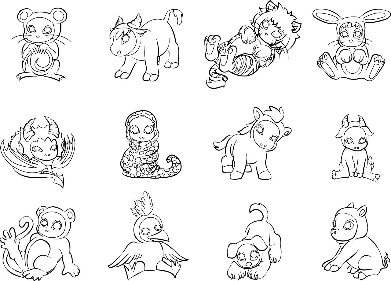 Desenho de Ano Novo Chinês para colorir