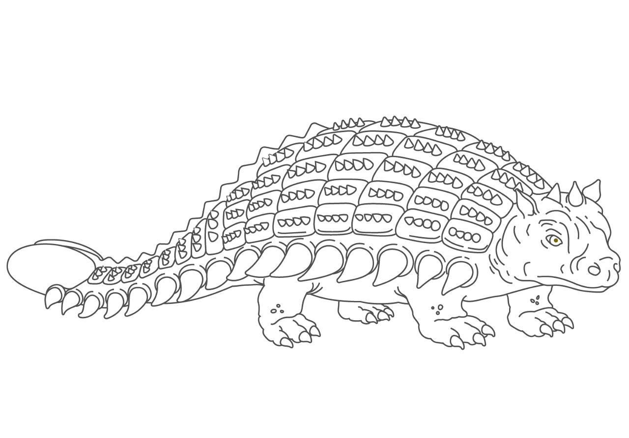 Desenho de Anquilossauro para colorir e imprimir: número 3