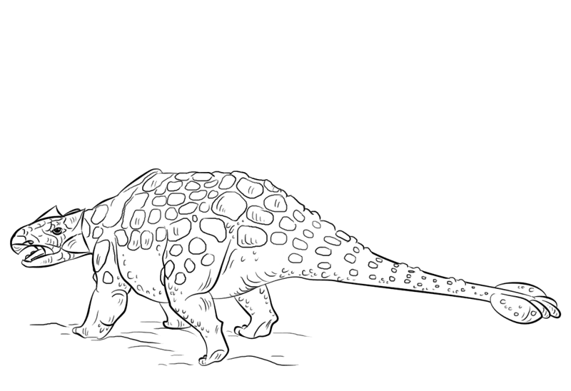 Desenho de Anquilossauro para colorir e imprimir: número 4