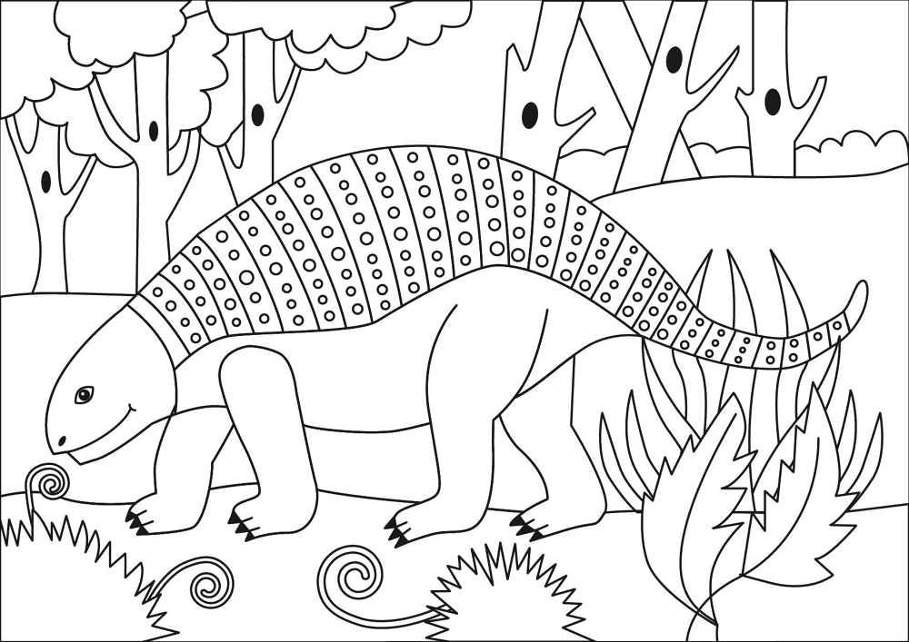 Desenho de Anquilossauro para colorir e imprimir: número 5