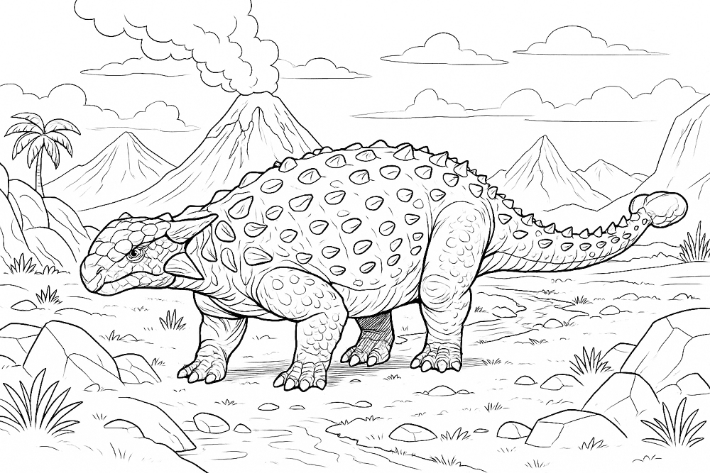 Desenho de Anquilossauro para colorir e imprimir: número 8