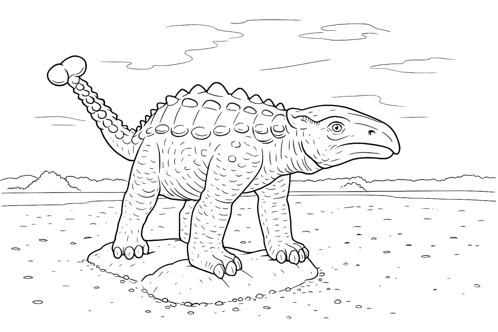 Desenho de Anquilossauro para colorir e imprimir: número 9