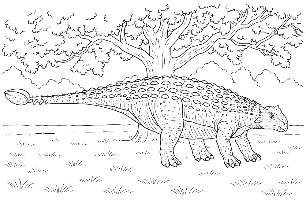 Desenho de Anquilossauro para colorir e imprimir: número 10