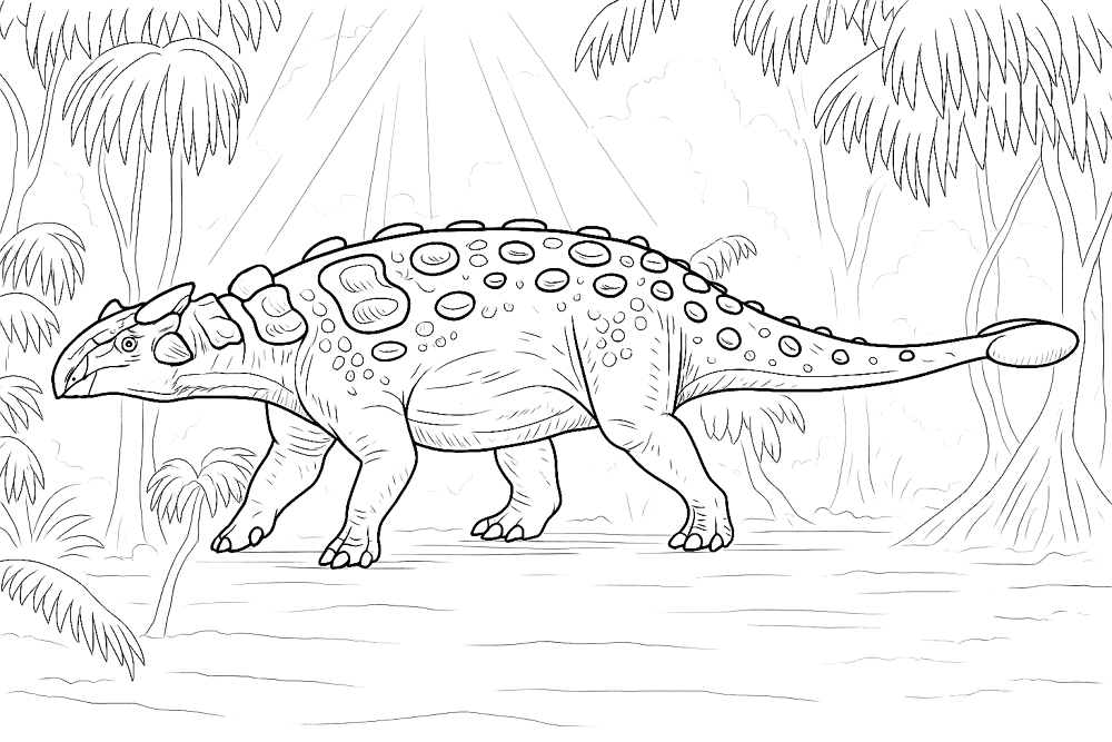 Desenho de Anquilossauro para colorir e imprimir: número 12