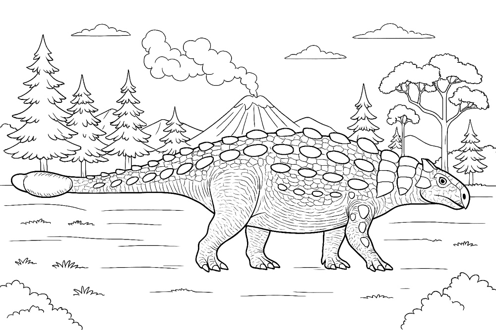 Desenho de Anquilossauro para colorir e imprimir: número 13