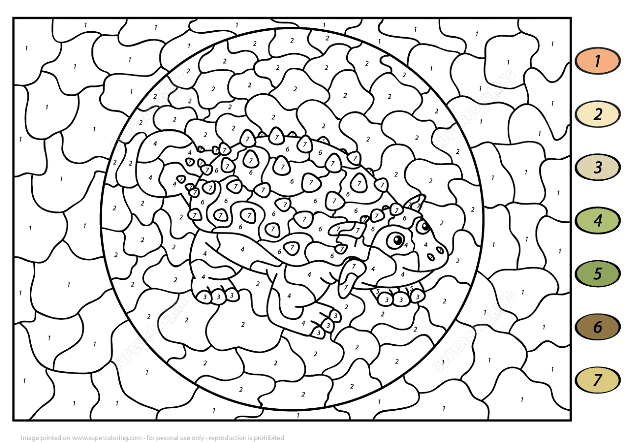 Desenho de Anquilossauro para colorir e imprimir: número 14