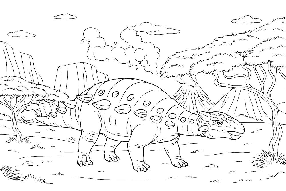 Desenho de Anquilossauro para colorir e imprimir: número 17
