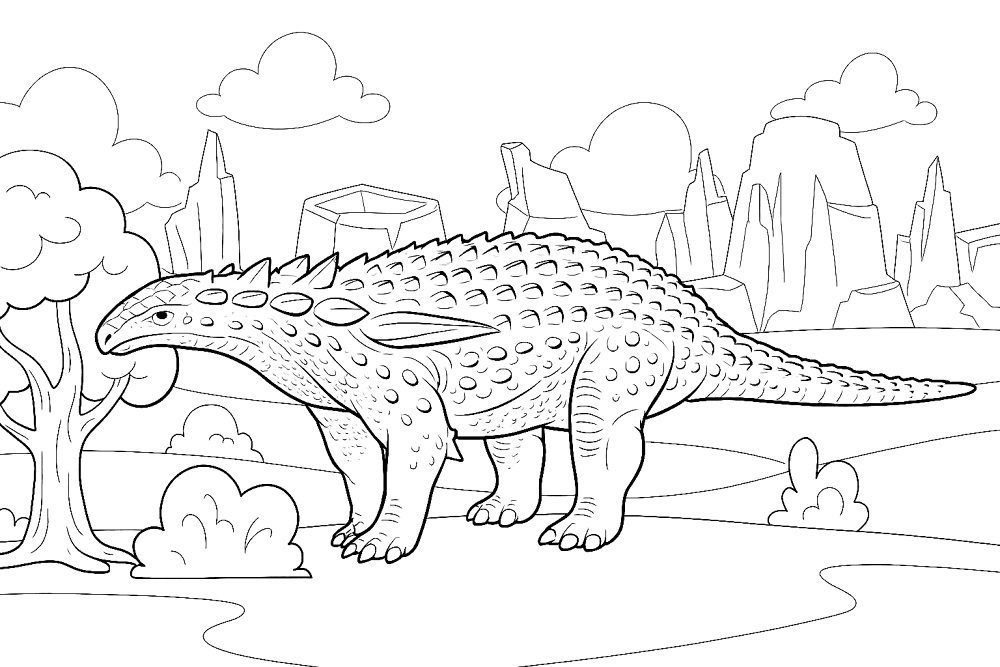 Desenho de Anquilossauro para colorir e imprimir: número 20