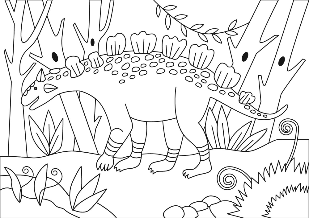 Desenho de Anquilossauro para colorir e imprimir: número 22