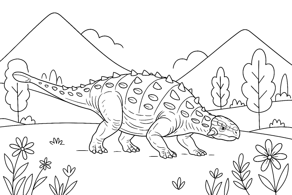 Desenho de Anquilossauro para colorir e imprimir: número 25