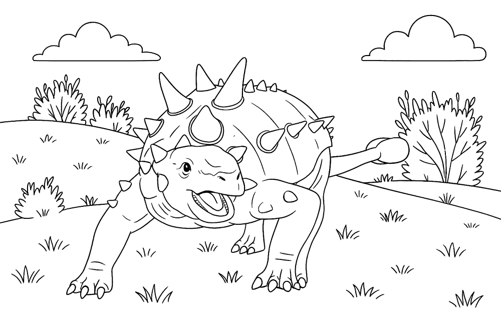 Desenho de Anquilossauro para colorir e imprimir: número 26