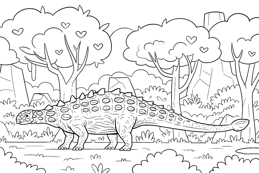 Desenho de Anquilossauro para colorir e imprimir: número 28