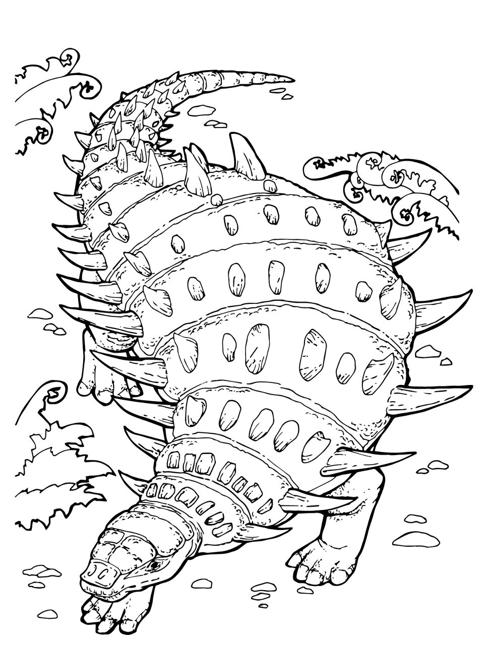Desenho de Anquilossauro para colorir e imprimir: número 29