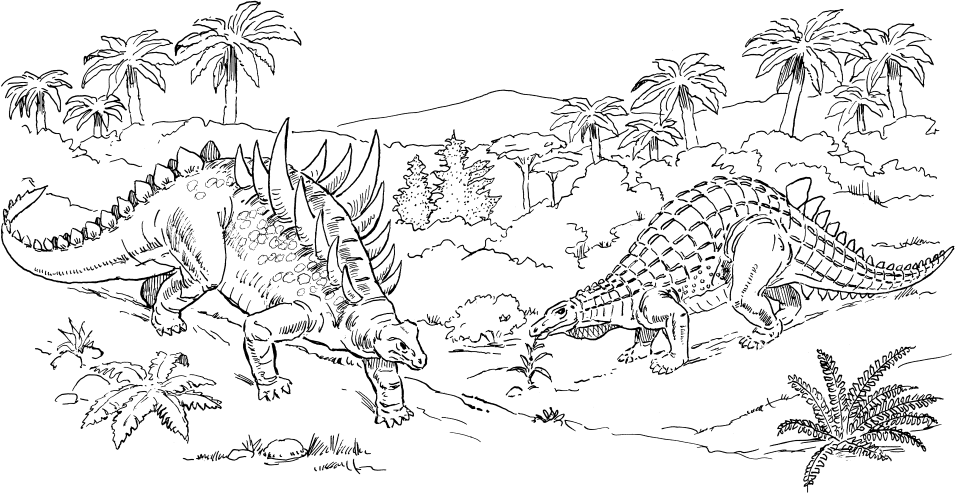 Desenho de Anquilossauro para colorir e imprimir: número 32