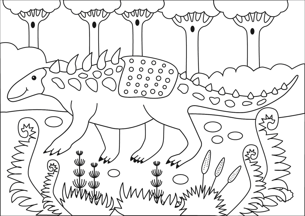 Desenho de Anquilossauro para colorir e imprimir: número 33