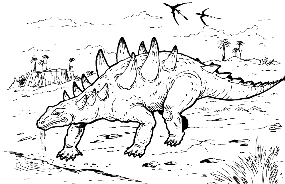 Desenho de Anquilossauro para colorir e imprimir: número 34