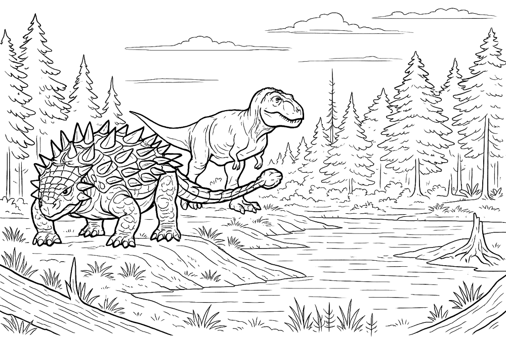 Desenho de Anquilossauro para colorir e imprimir: número 36