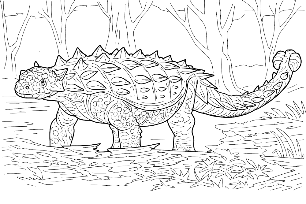 Desenho de Anquilossauro para colorir e imprimir: número 40