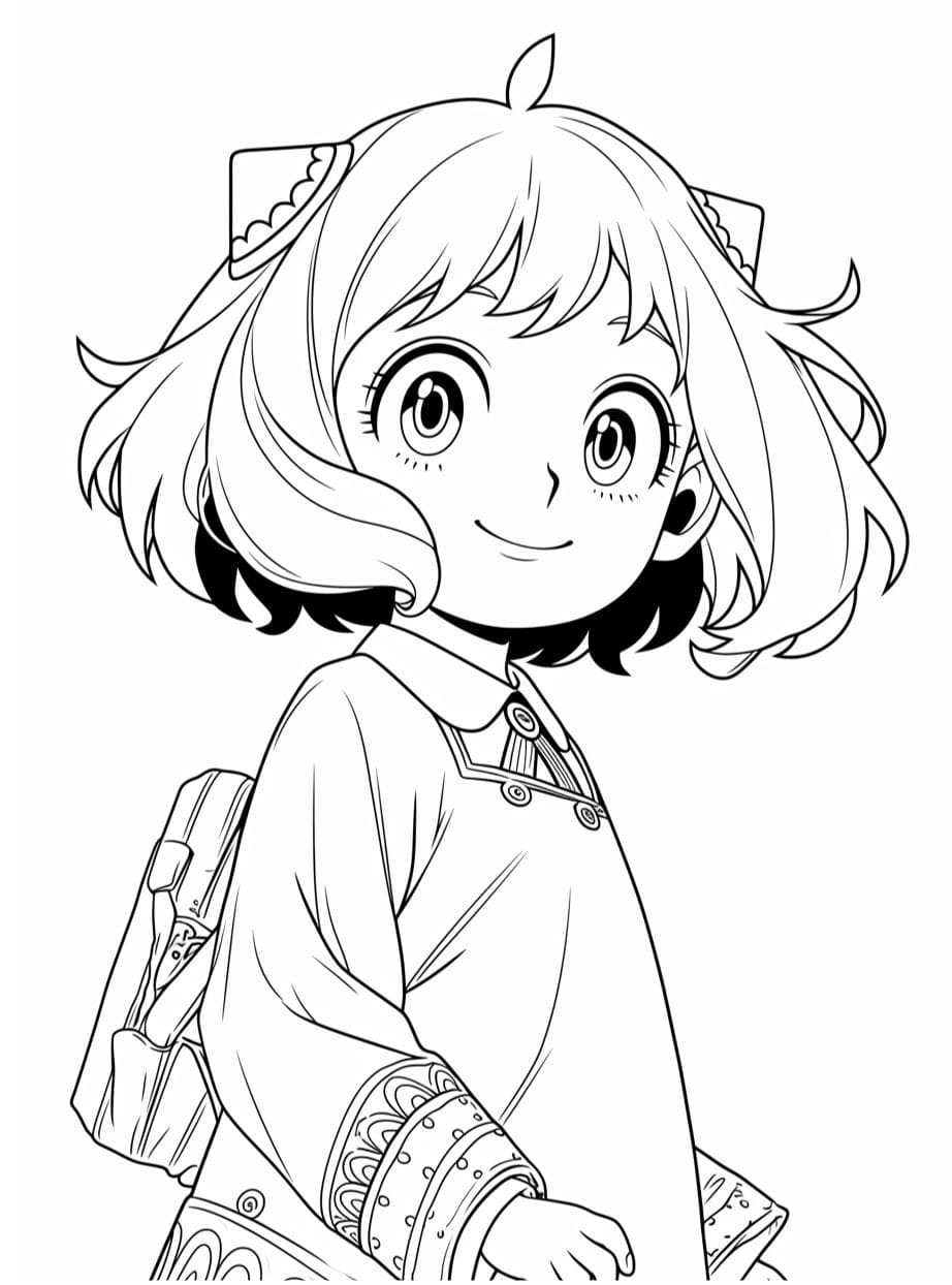 Desenho de Anya para colorir e imprimir: número 3